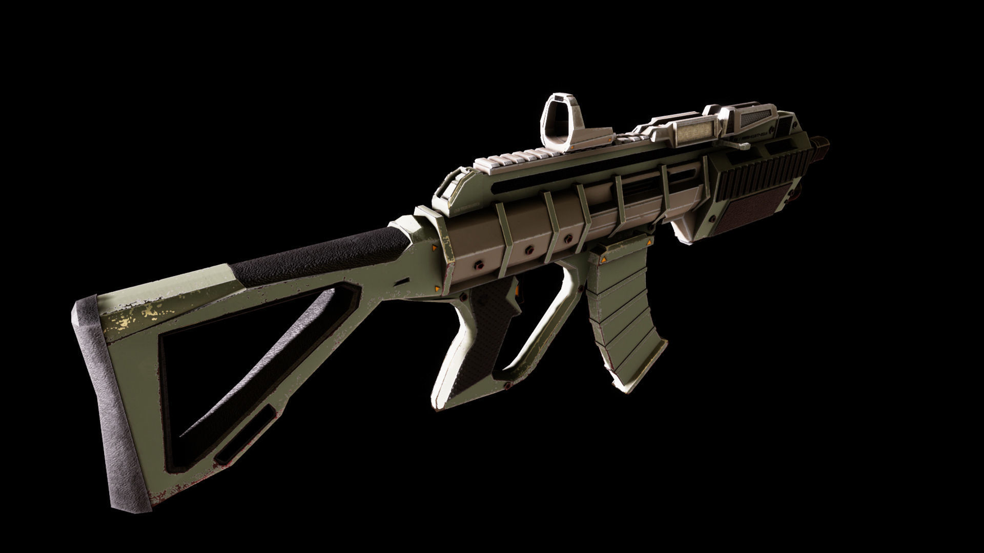 Sci-fi Futuristic Assault rifle Low-poly 3D model_13