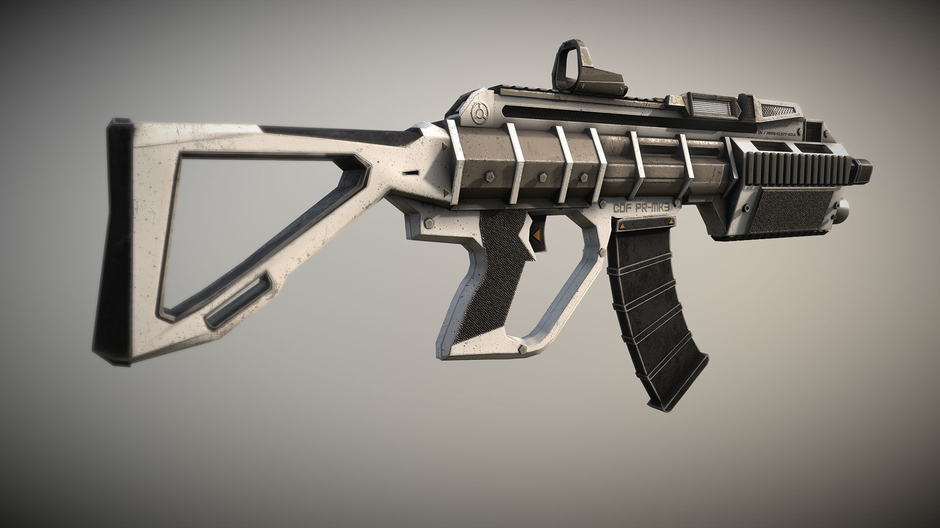 Sci-fi Futuristic Assault rifle Low-poly 3D model_20