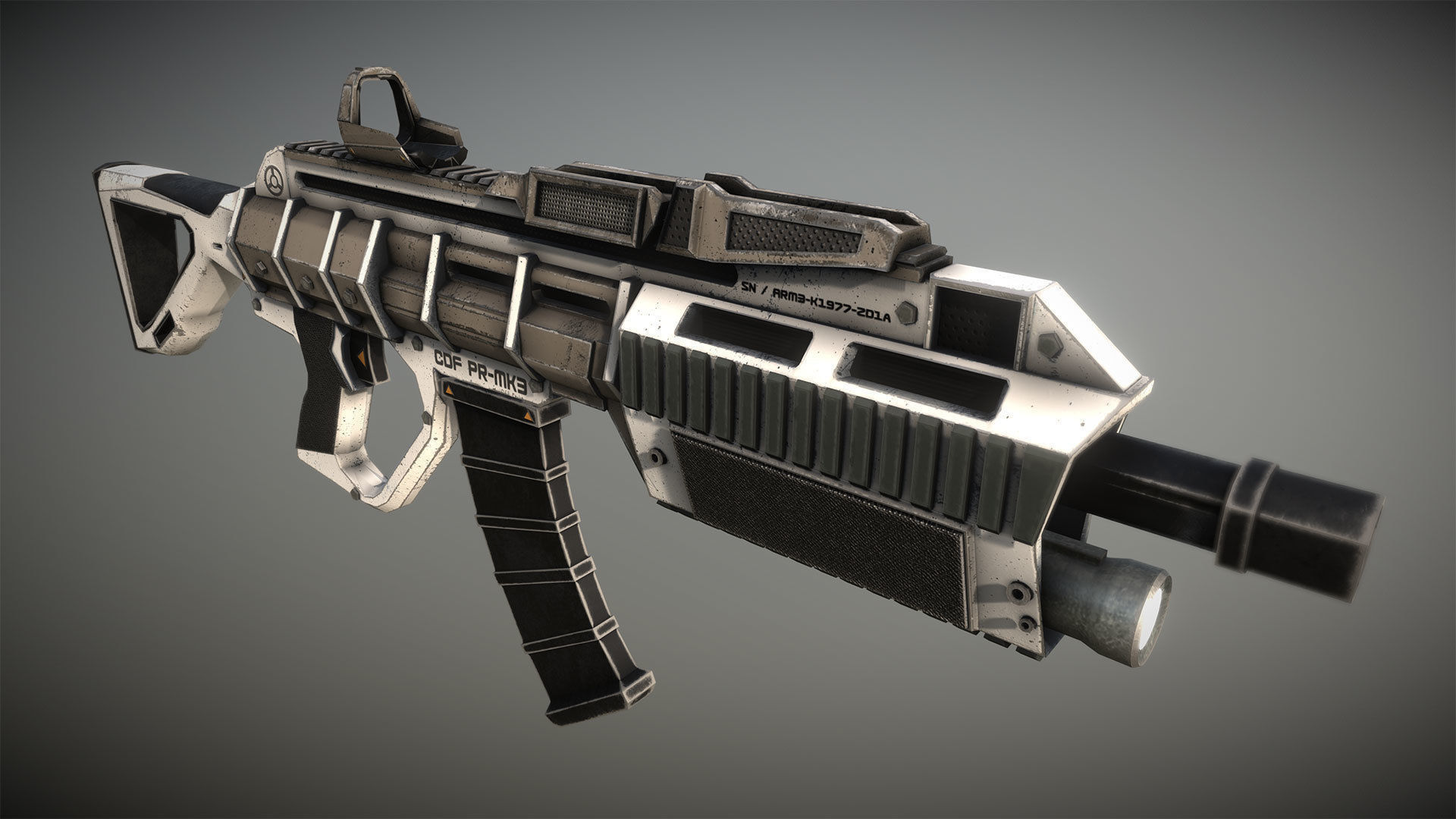 Sci-fi Futuristic Assault rifle Low-poly 3D model_30