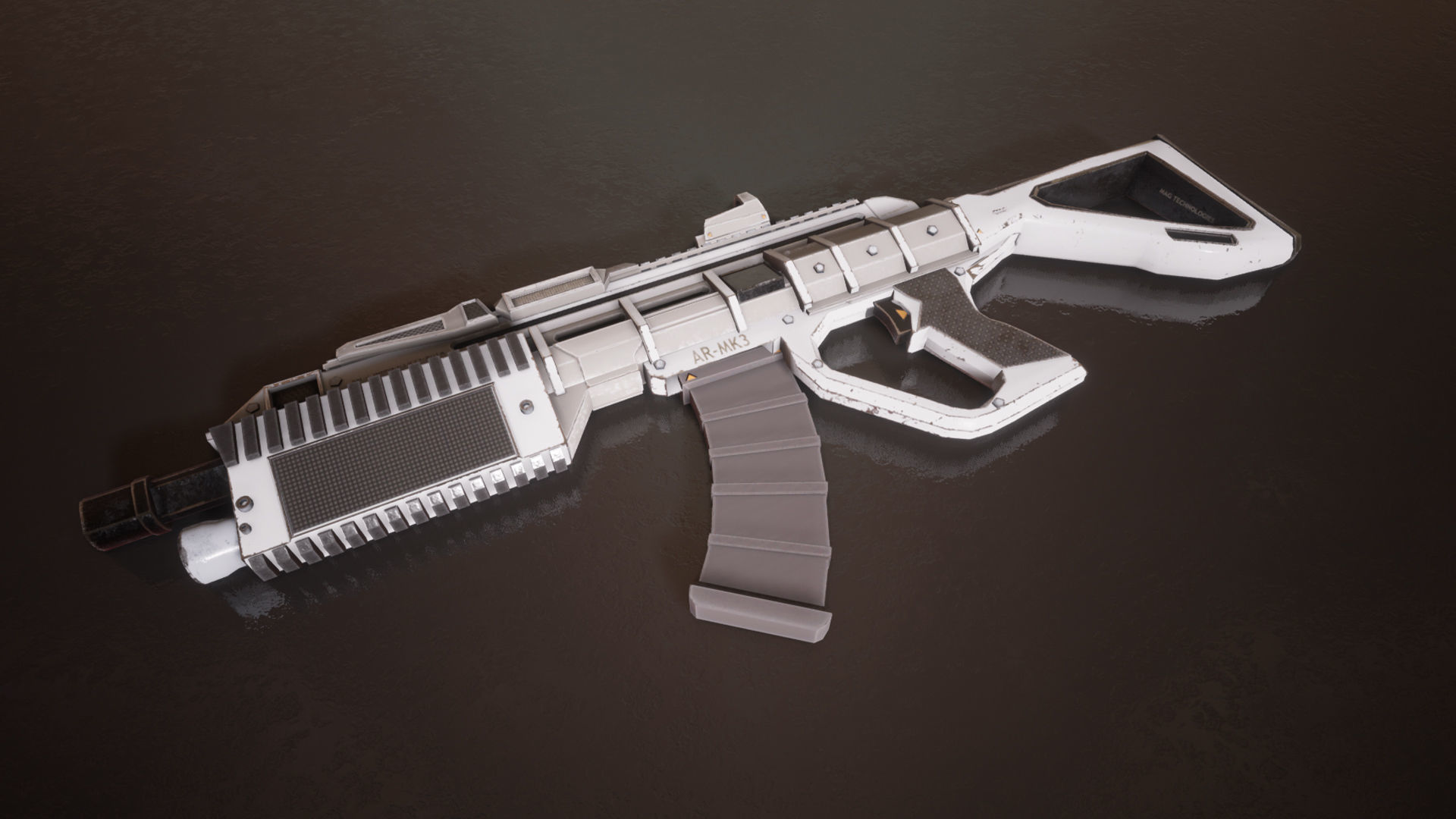 Sci-fi Futuristic Assault rifle Low-poly 3D model_8