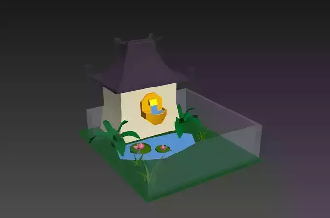 Low poly japanese garden cage Low-poly 3D model