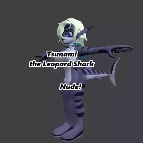 Tsunami the Leopard Shark NUDE no rigging Low-poly 3D model