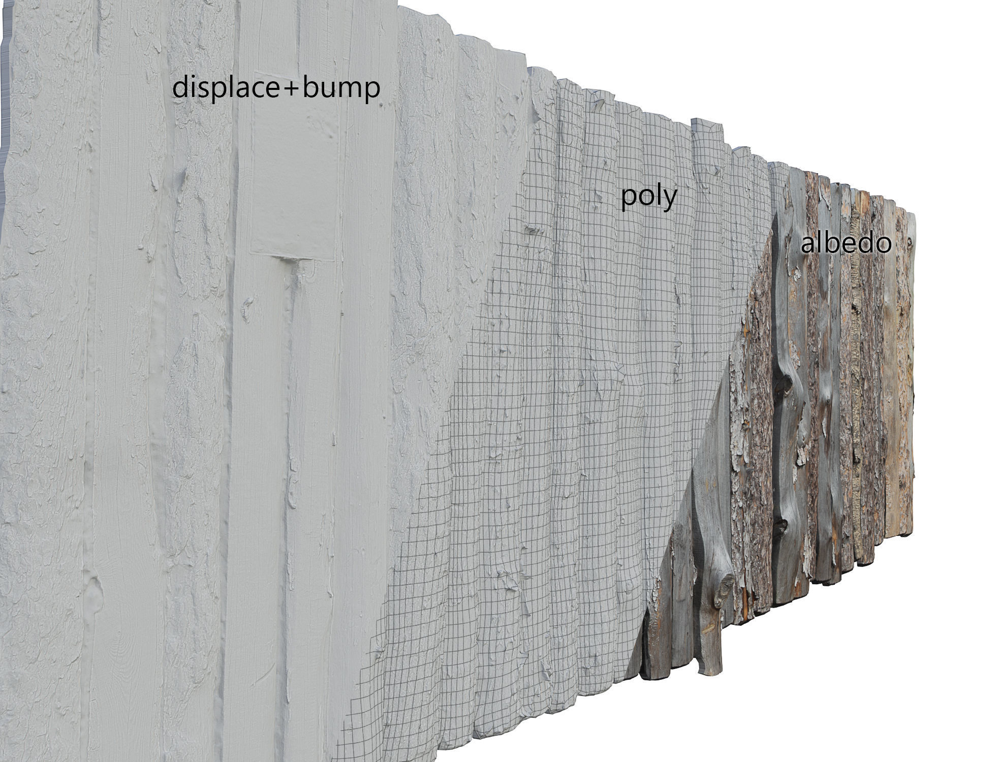 Wooden Old Fence Scan 3D model_3