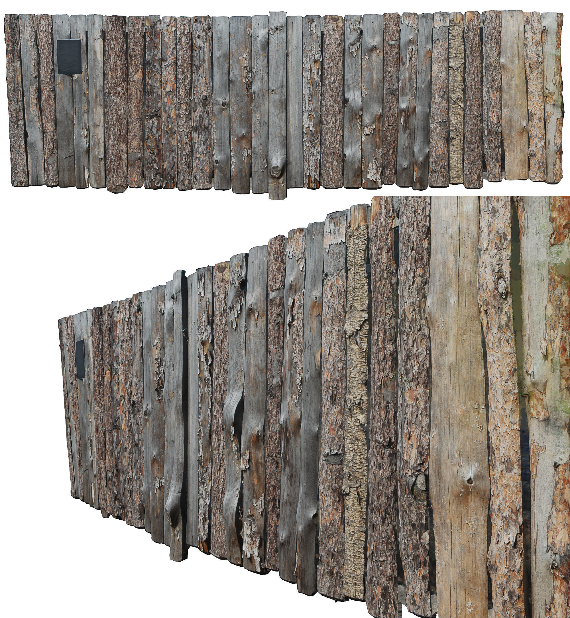 Wooden Old Fence Scan 3D model_2