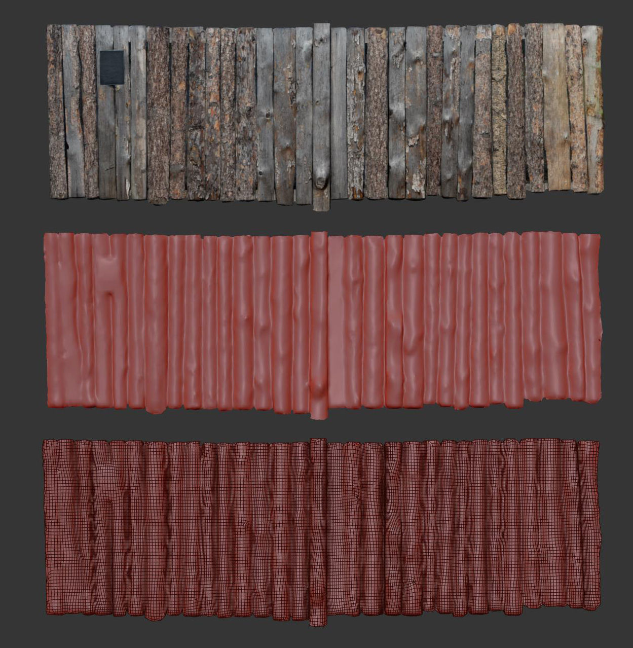 Wooden Old Fence Scan 3D model_4