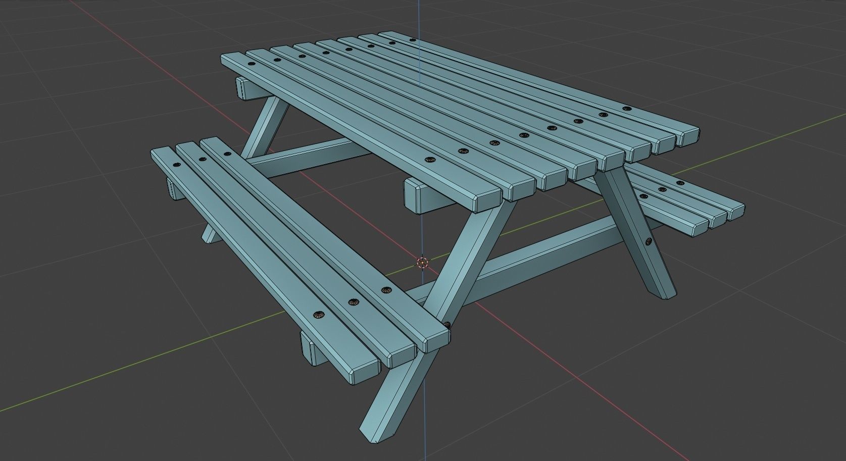 Wooden Picnic Table Low-Poly PBR Game Ready 3D Model Low-poly 3D model_20