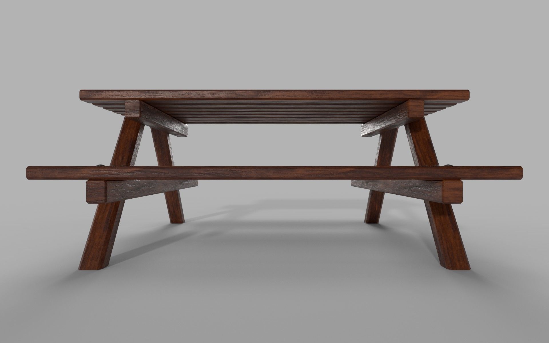 Wooden Picnic Table Low-Poly PBR Game Ready 3D Model Low-poly 3D model_3