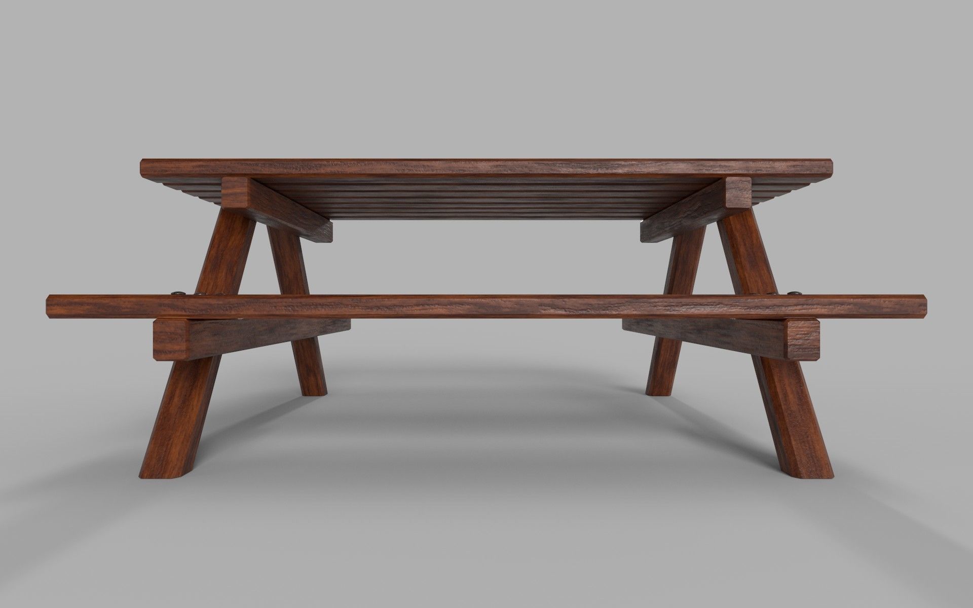 Wooden Picnic Table Low-Poly PBR Game Ready 3D Model Low-poly 3D model_5