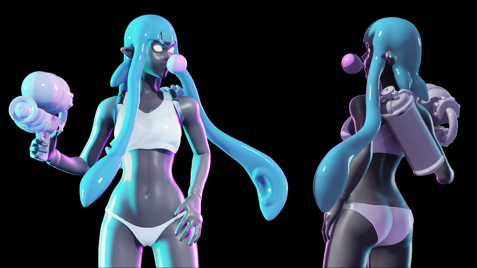 Ink Girl 3D print model_1