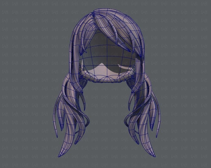 3D Hair style for girl V27 Low-poly 3D model_38