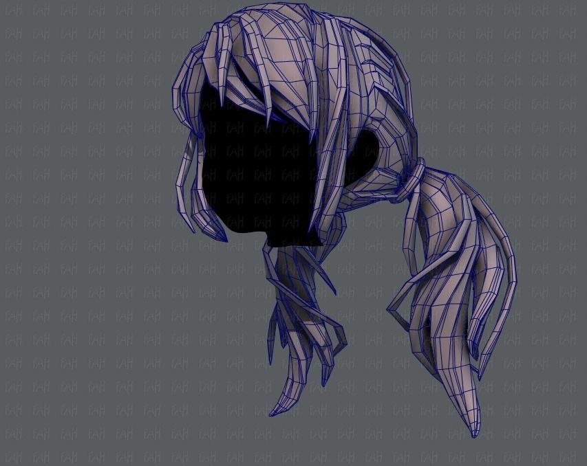 3D Hair style for girl V27 Low-poly 3D model_32