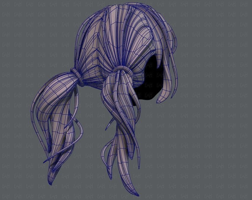 3D Hair style for girl V27 Low-poly 3D model_12