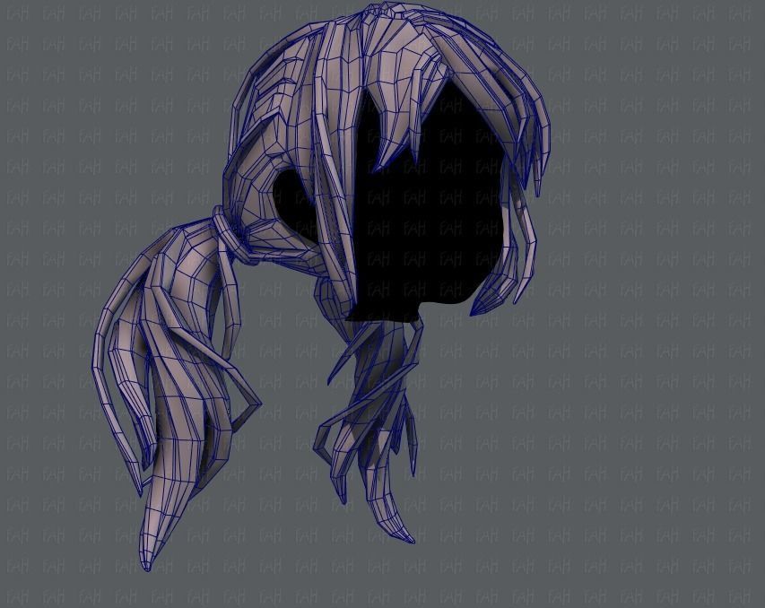 3D Hair style for girl V27 Low-poly 3D model_26