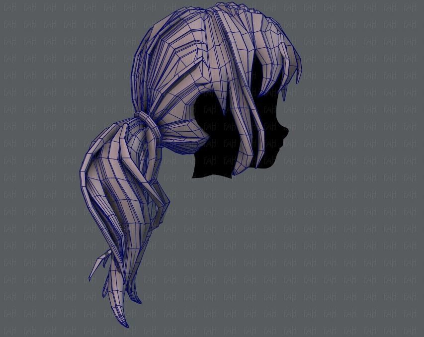 3D Hair style for girl V27 Low-poly 3D model_27