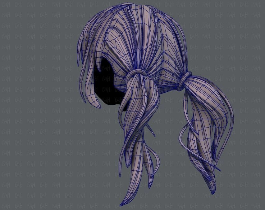 3D Hair style for girl V27 Low-poly 3D model_14