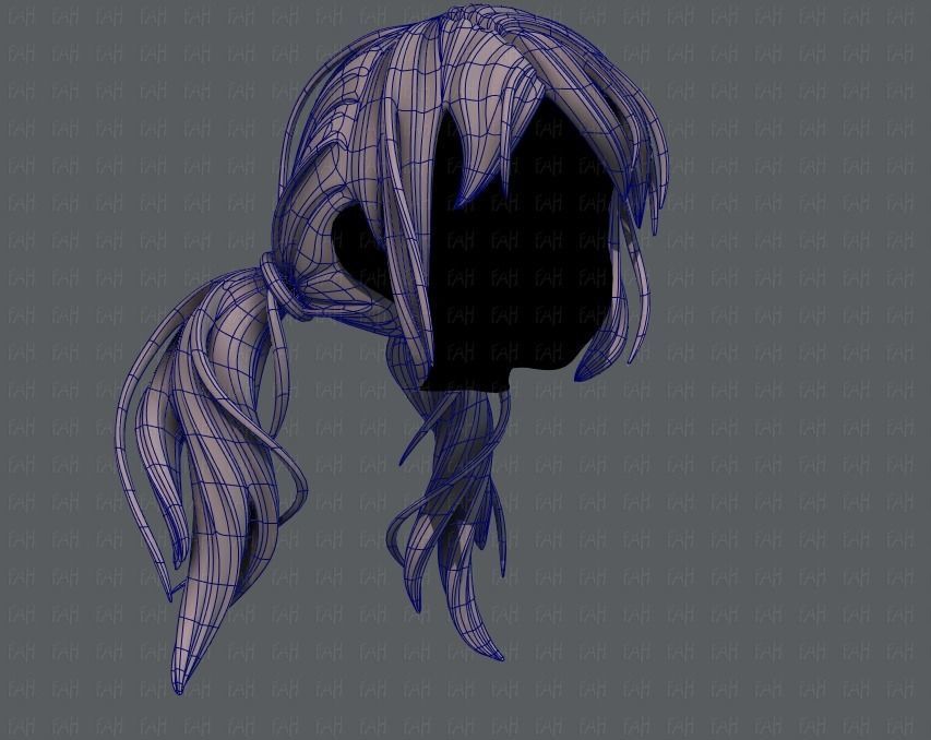 3D Hair style for girl V27 Low-poly 3D model_10