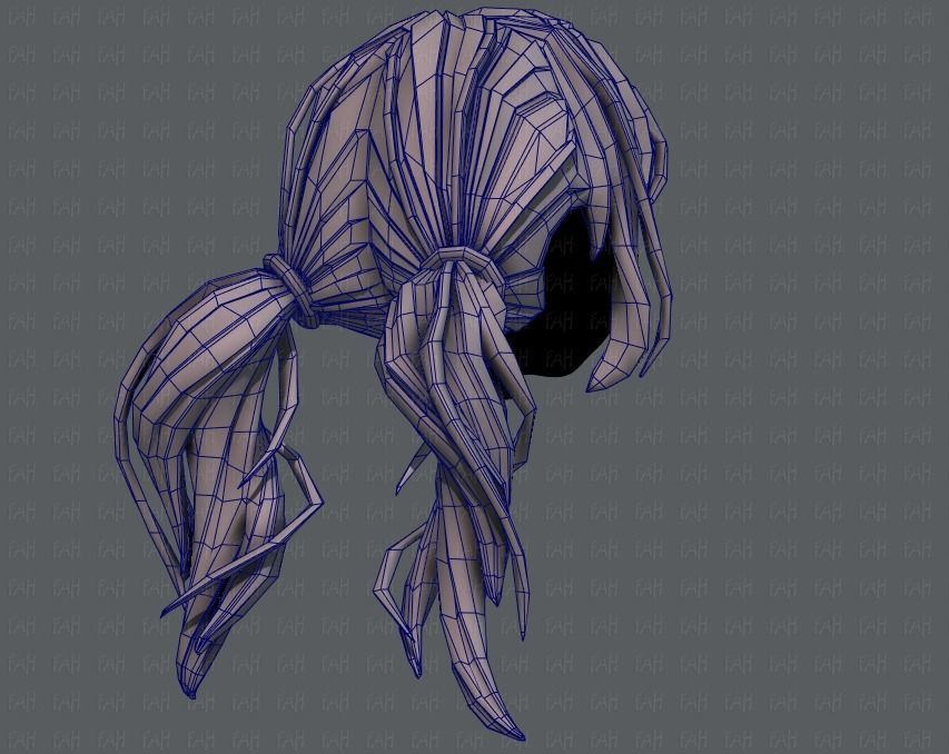 3D Hair style for girl V27 Low-poly 3D model_28