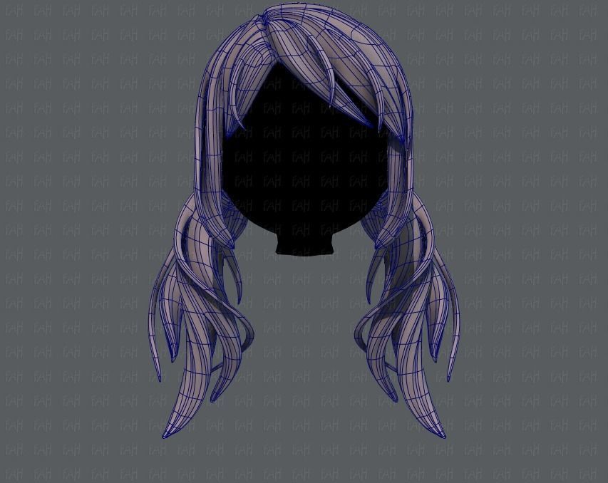 3D Hair style for girl V27 Low-poly 3D model_9