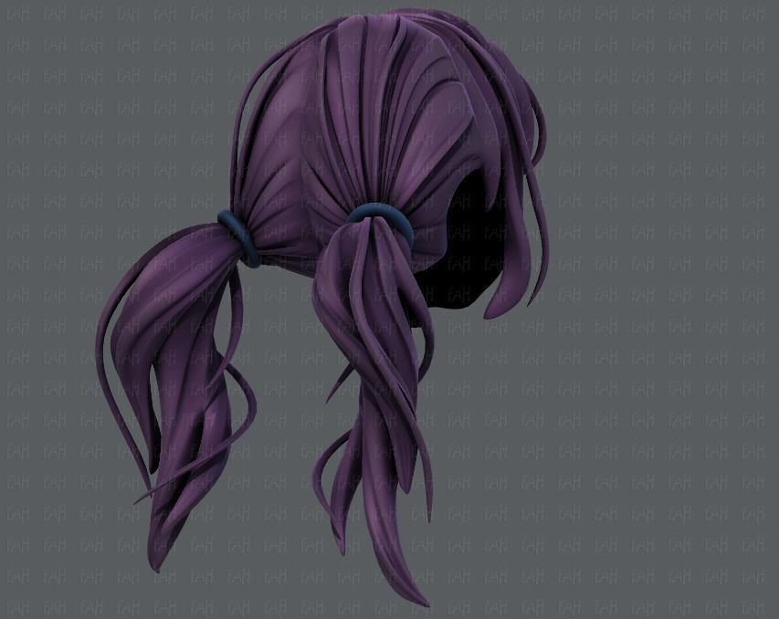 3D Hair style for girl V27 Low-poly 3D model_4