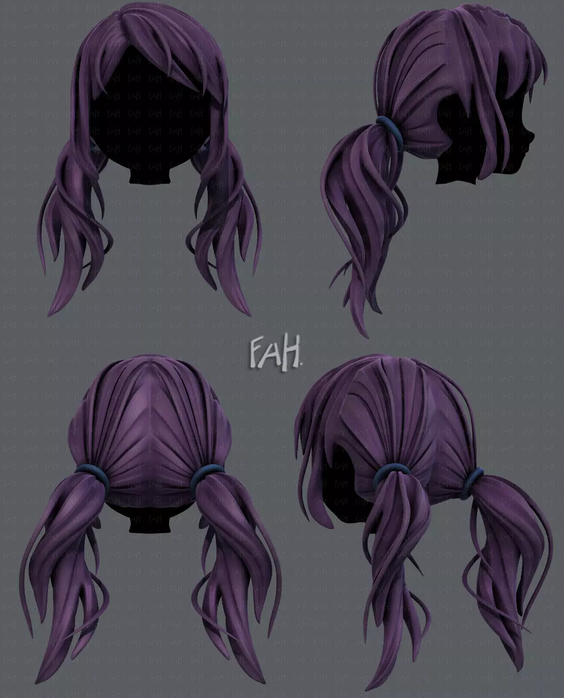 3D Hair style for girl V27 Low-poly 3D model_0