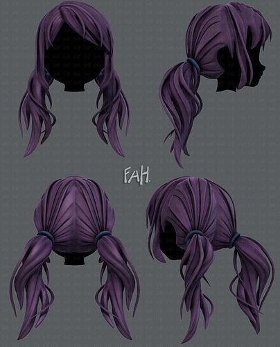 3D Hair style for girl V27 Low-poly 3D model