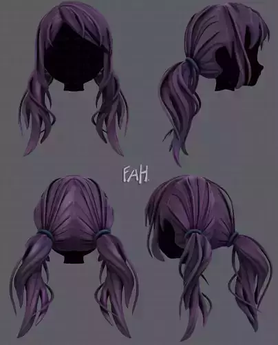 3D Hair style for girl V27 Low-poly 3D model