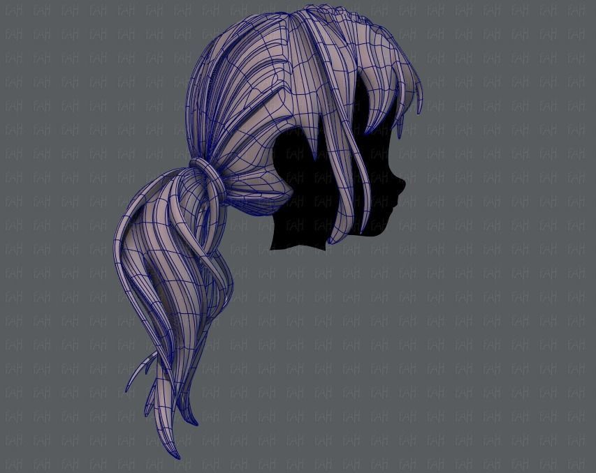 3D Hair style for girl V27 Low-poly 3D model_11