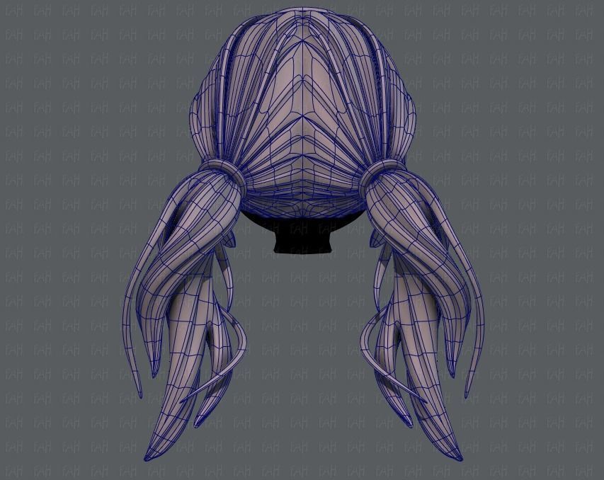 3D Hair style for girl V27 Low-poly 3D model_13