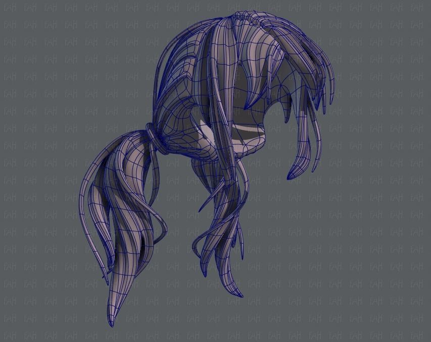 3D Hair style for girl V27 Low-poly 3D model_42