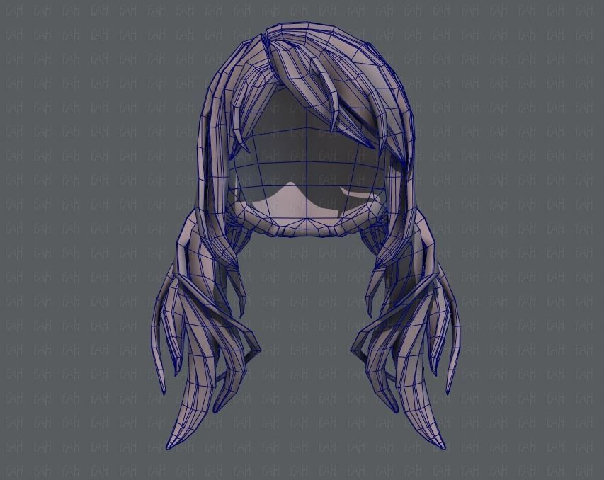3D Hair style for girl V27 Low-poly 3D model_40