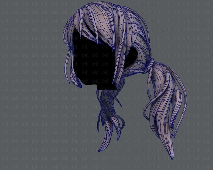 3D Hair style for girl V27 Low-poly 3D model_16