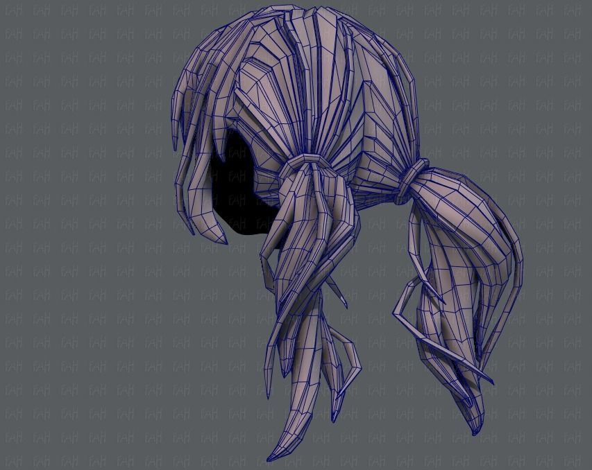 3D Hair style for girl V27 Low-poly 3D model_30