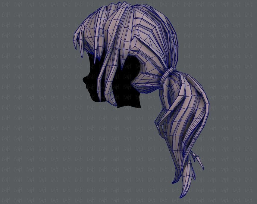 3D Hair style for girl V27 Low-poly 3D model_31