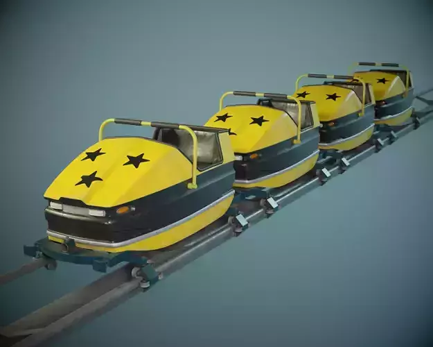 Roller Coaster Cart PBR Game Ready Low-poly 3D model