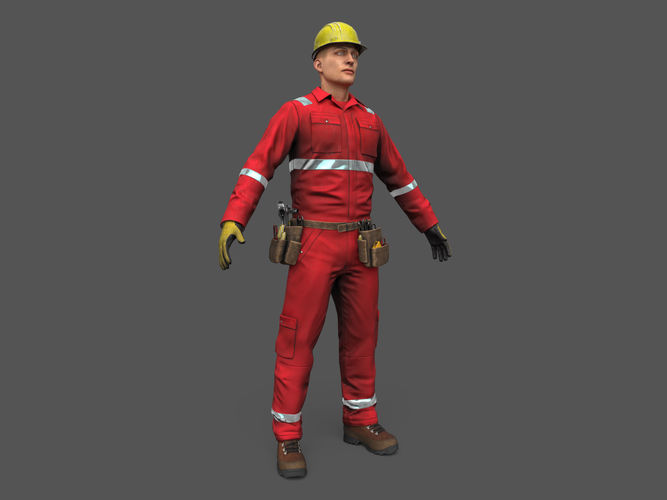 Offshore Worker Low Poly Low-poly 3D model