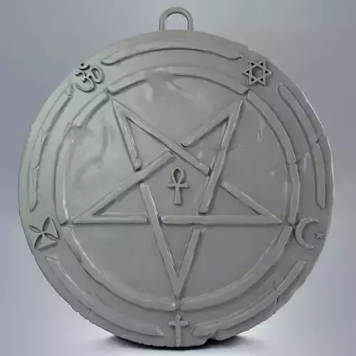 Medallion inverted pentagram detailed for 3d print