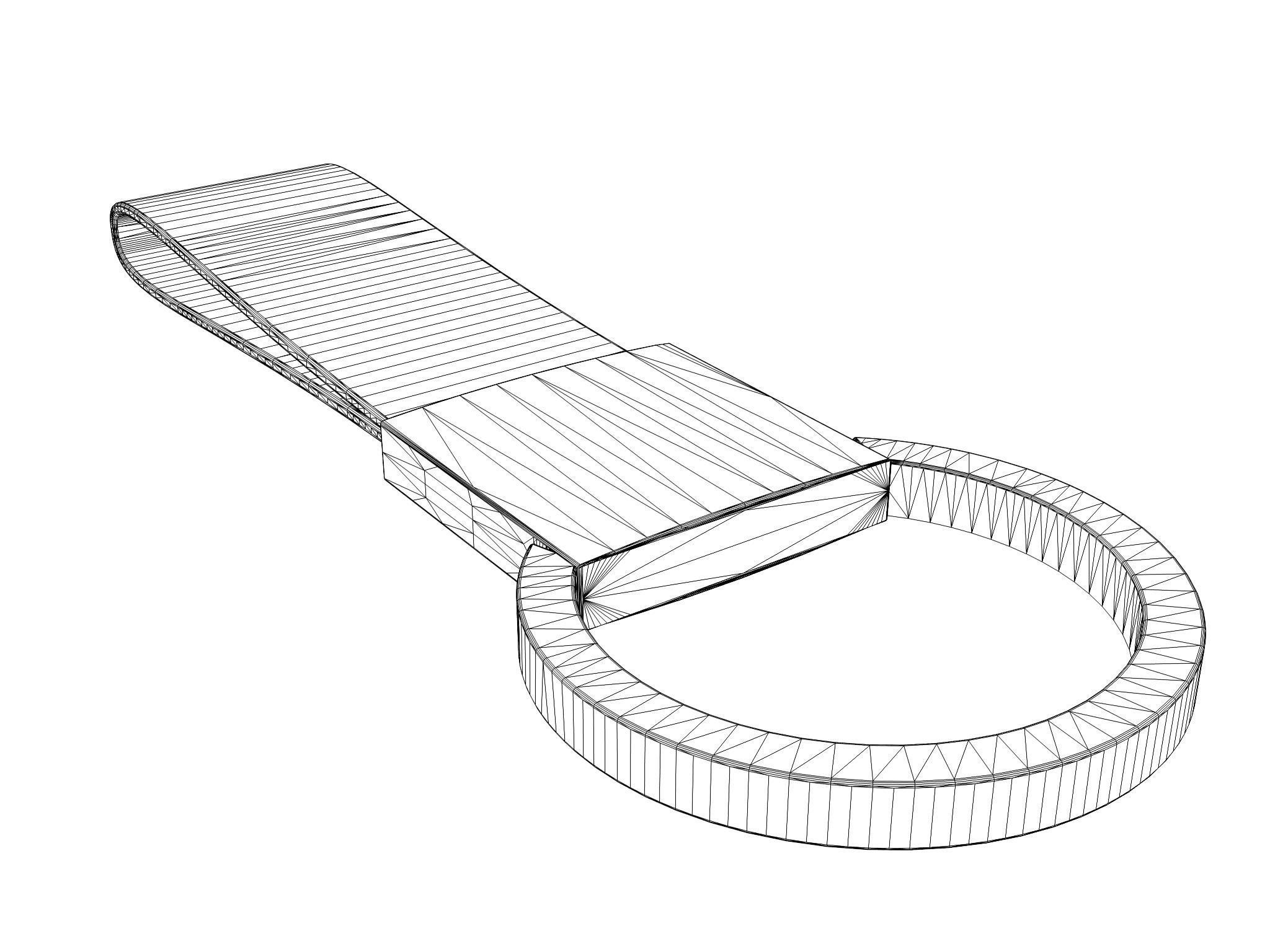 Leather and steel keychain 3D model_14