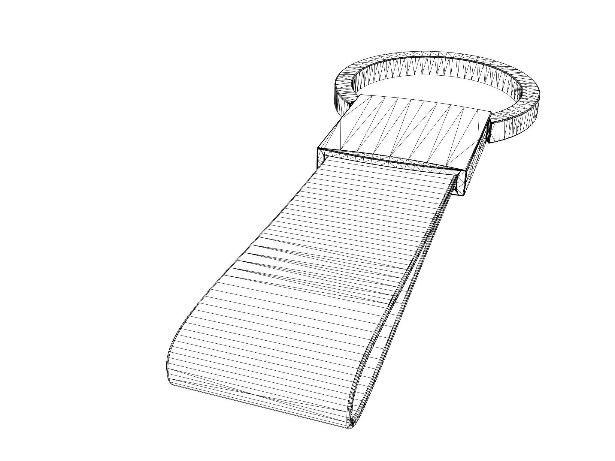 Leather and steel keychain 3D model_15