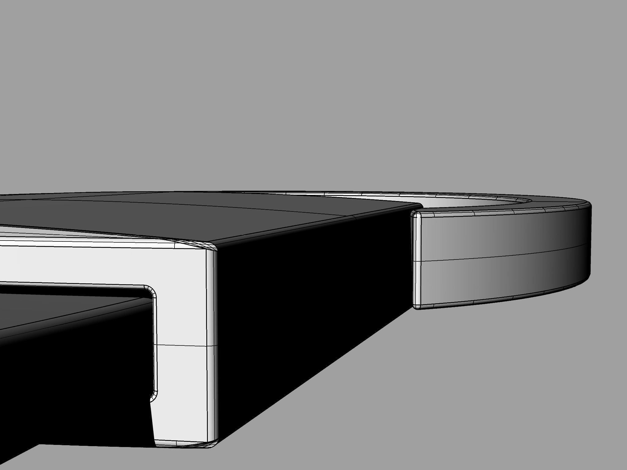 Leather and steel keychain 3D model_10