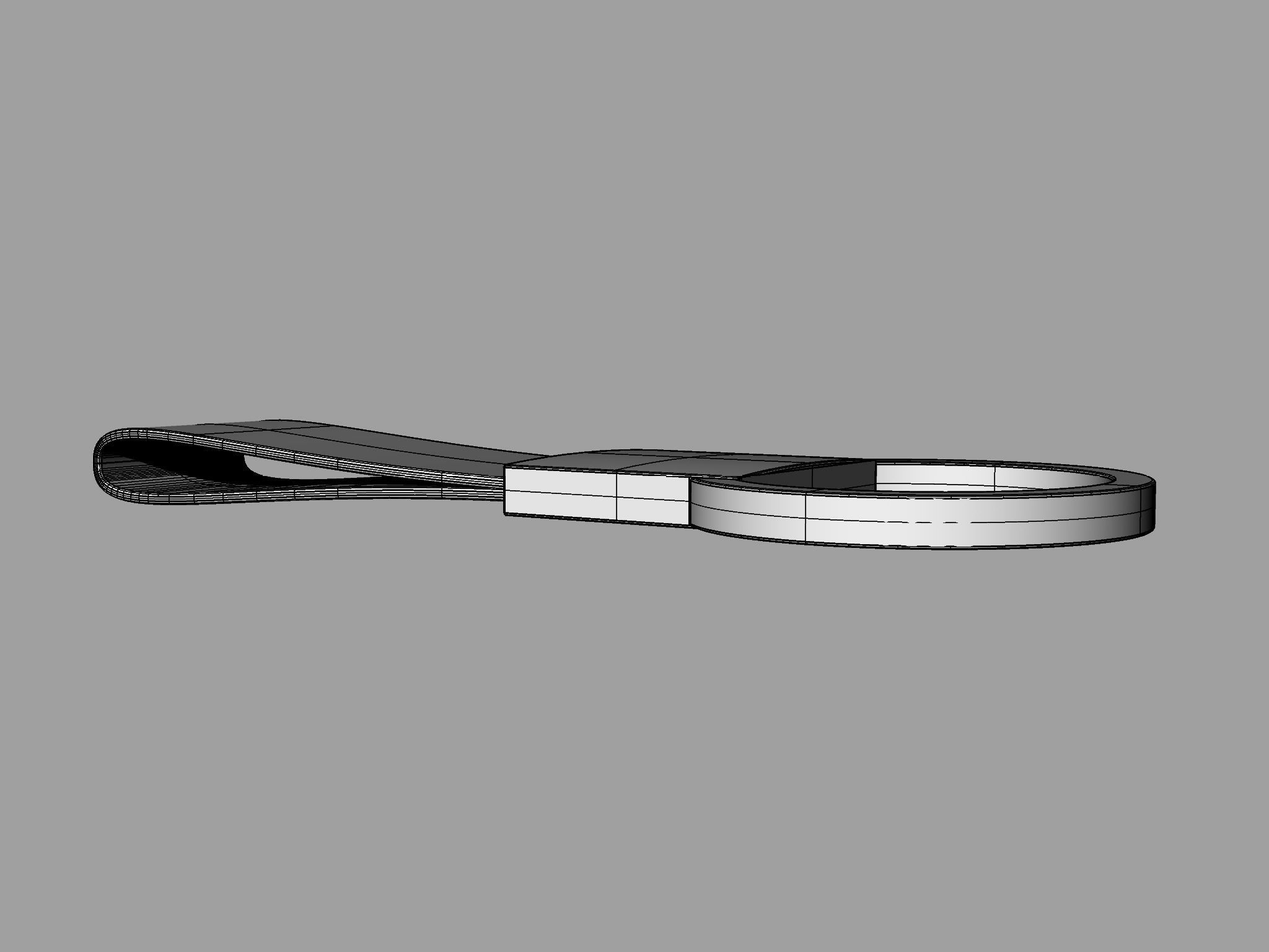 Leather and steel keychain 3D model_9