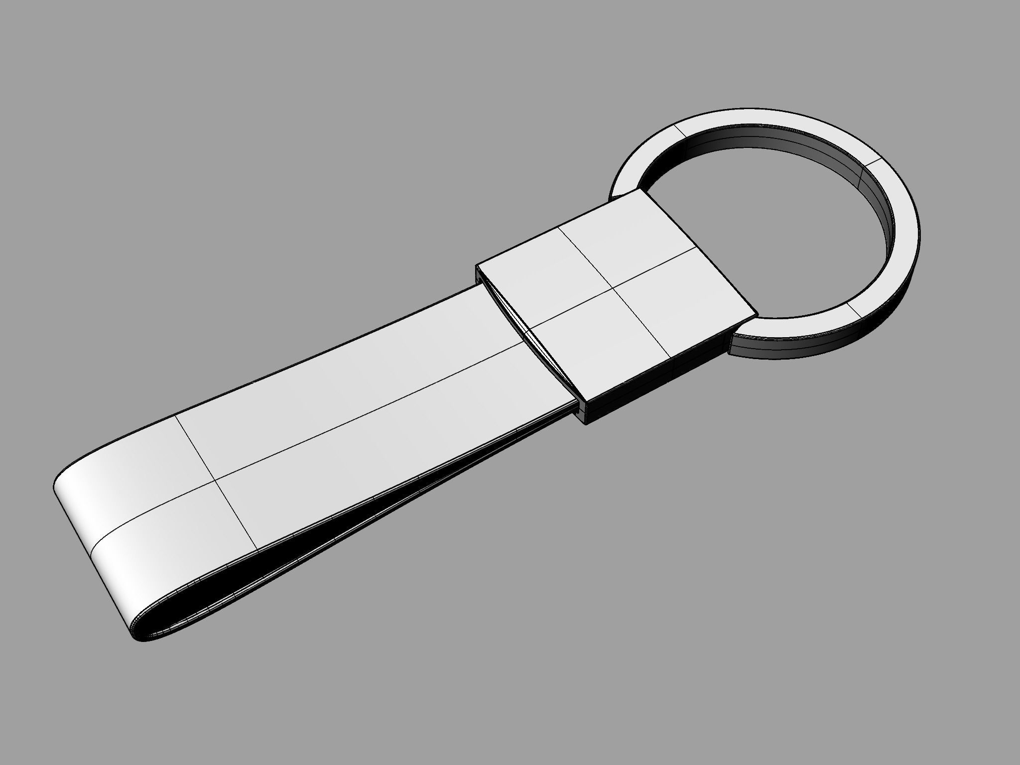 Leather and steel keychain 3D model_7