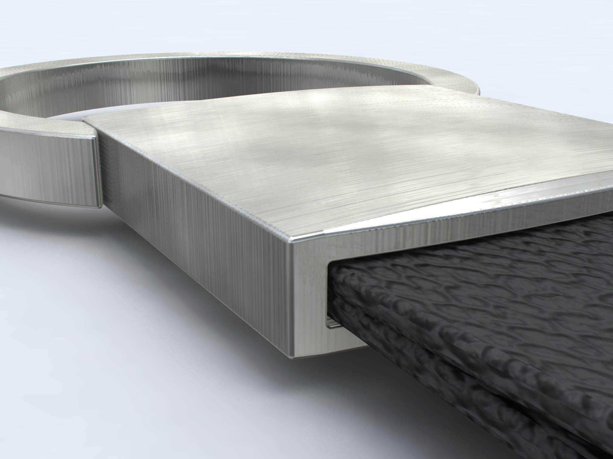 Leather and steel keychain 3D model_8