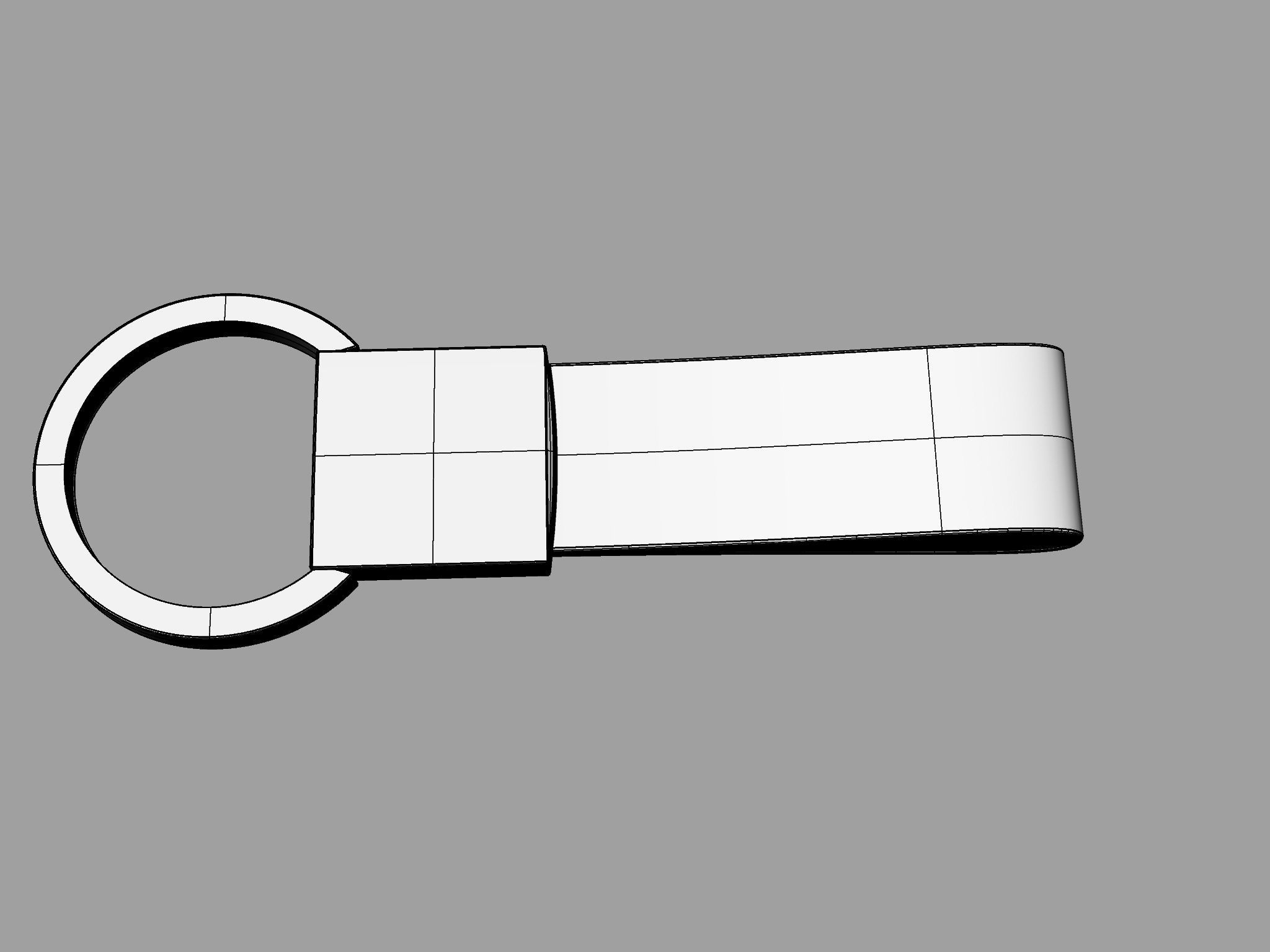 Leather and steel keychain 3D model_13