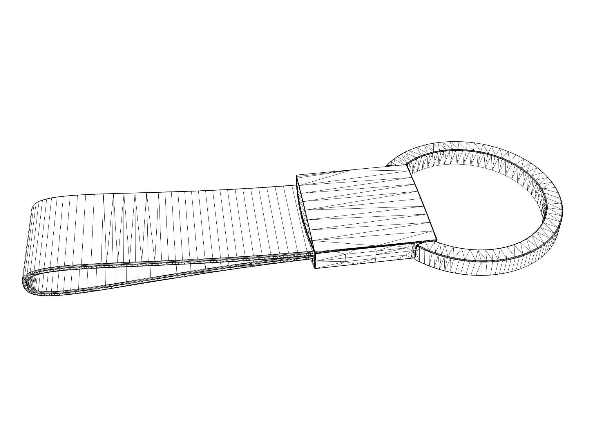 Leather and steel keychain 3D model_12