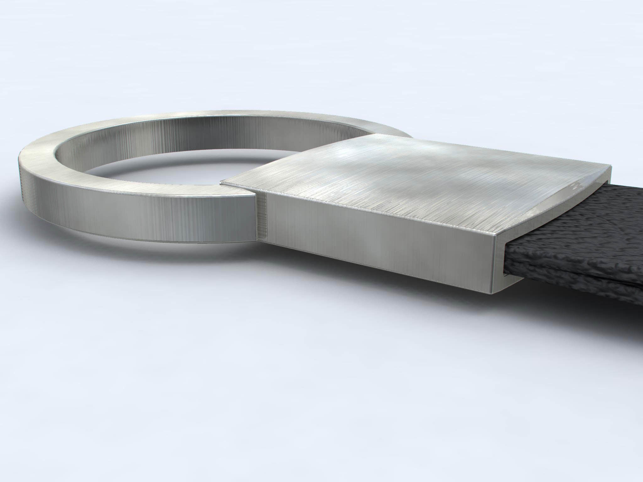 Leather and steel keychain 3D model_3