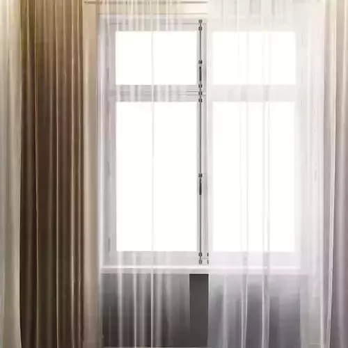 Curtain Set 2 room with curtains and window 3D model