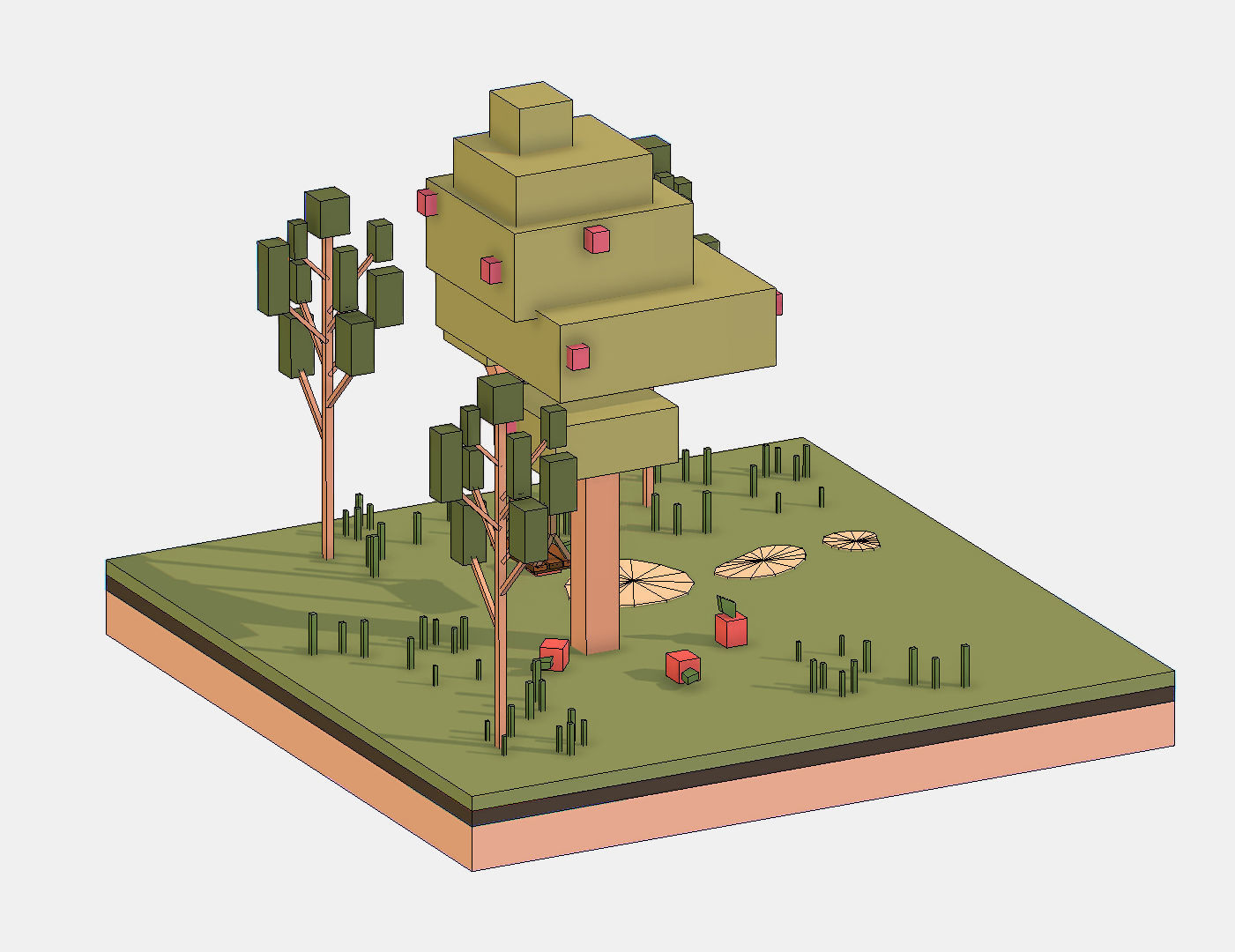 Isometric Apple Fruit Tree Rope Swing  Low-poly 3D model_25