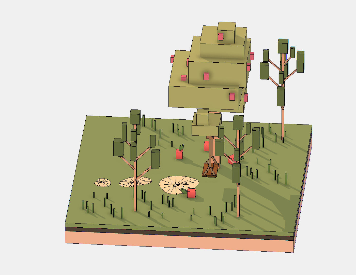 Isometric Apple Fruit Tree Rope Swing  Low-poly 3D model_21