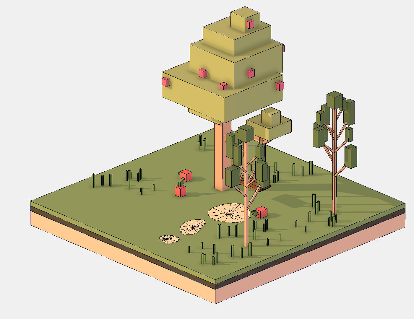 Isometric Apple Fruit Tree Rope Swing  Low-poly 3D model_20
