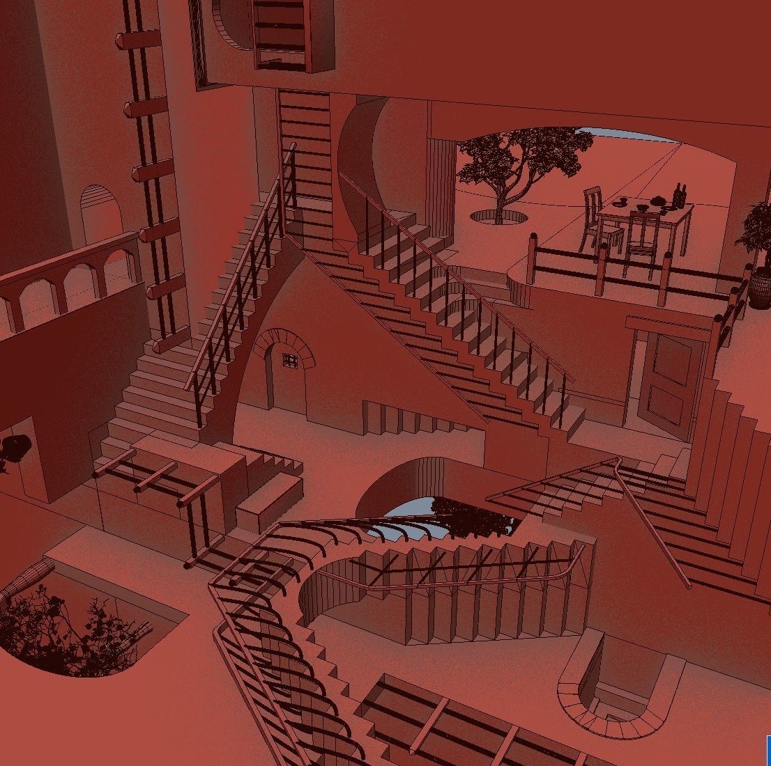 Relativity MC Escher 3D model_3